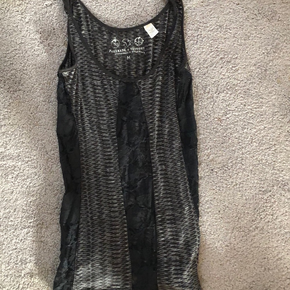 Gray threads for thought tank top